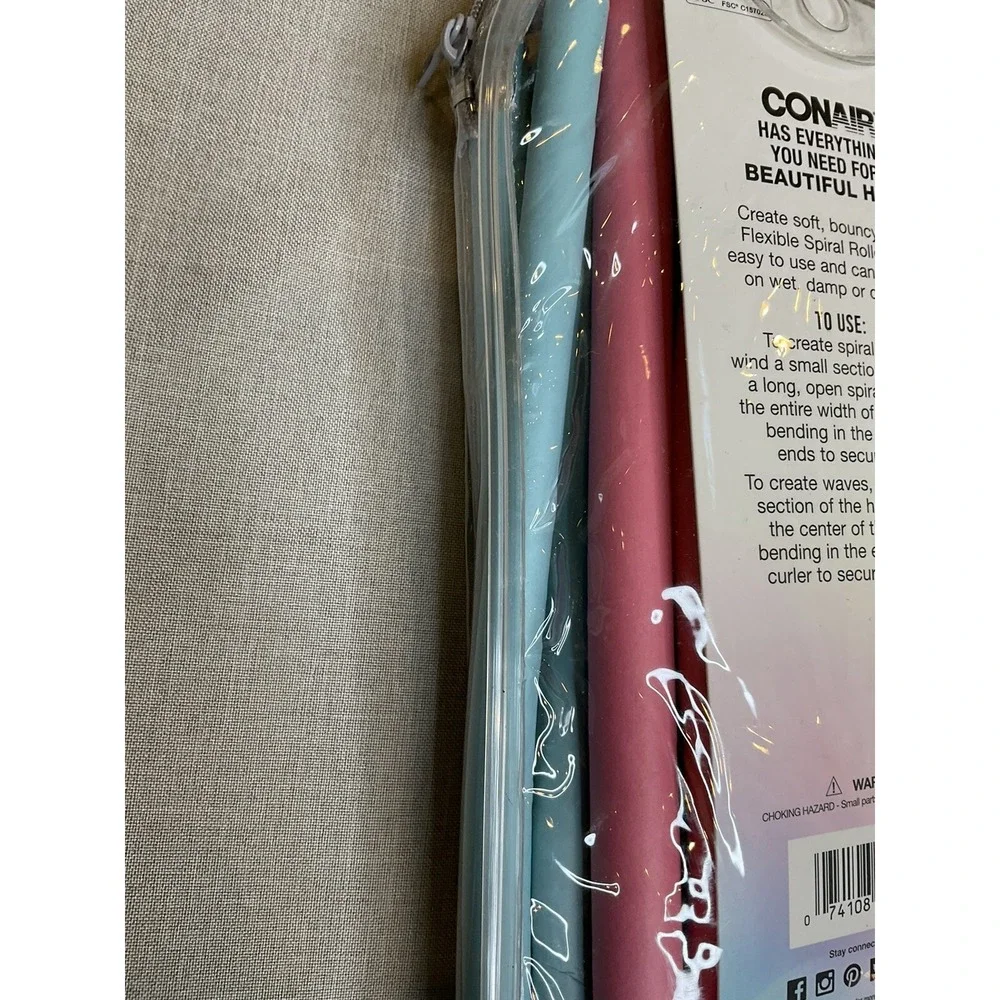 Conair Spiral Curls 18 Spiral Rollers Blue Pink‎